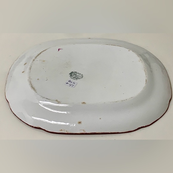 19th Century Antique Gaudy Welsh Oyster Pattern Allertons Marked Serving Platter - Picture 13 of 16